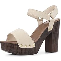 Perphy Round Toe Platform Slingback Chunky Heel Sandals for Women