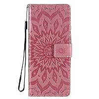 (Sleep Bear) Motorola Moto G (5G) Plus Case,Totem Sun Flower Pattern PU Leather Portable Credit Card Slots Wallet Stand Flip Protection Cover Phone Holster+Stylus-Pink
