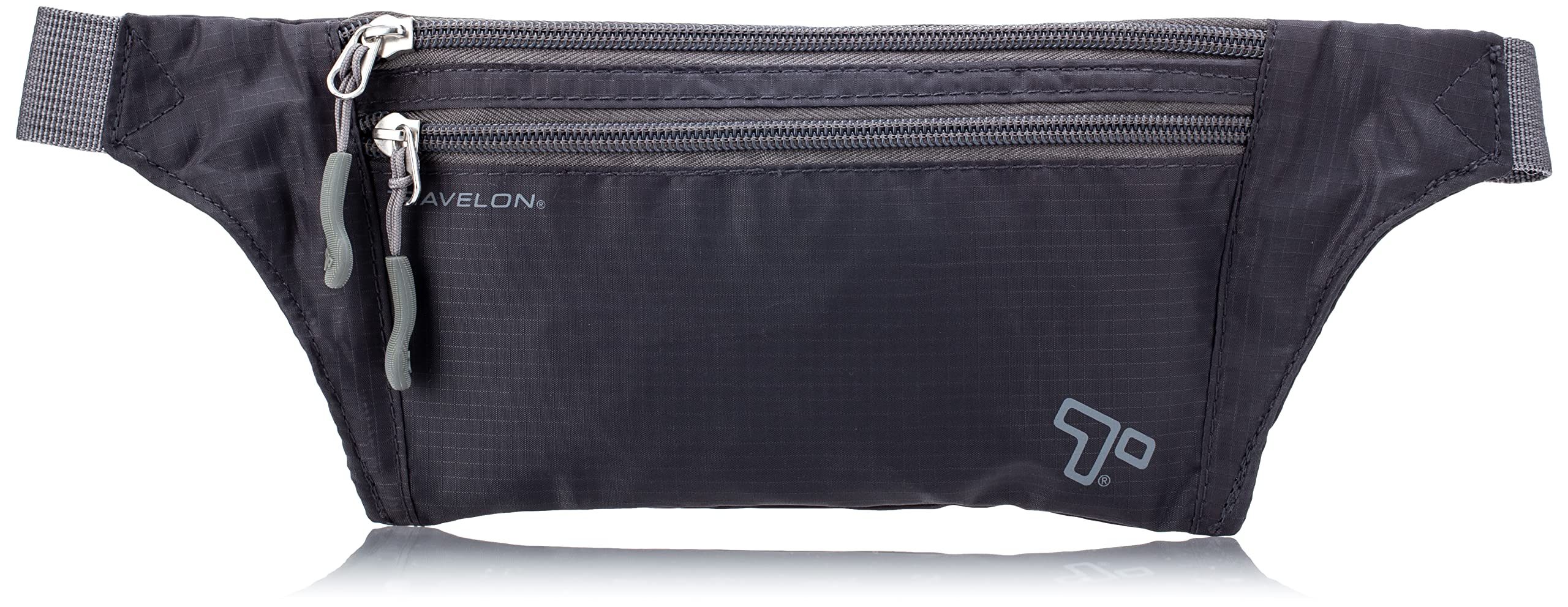 Travelon Double Zip Waist Pack, Charcoal, One Size