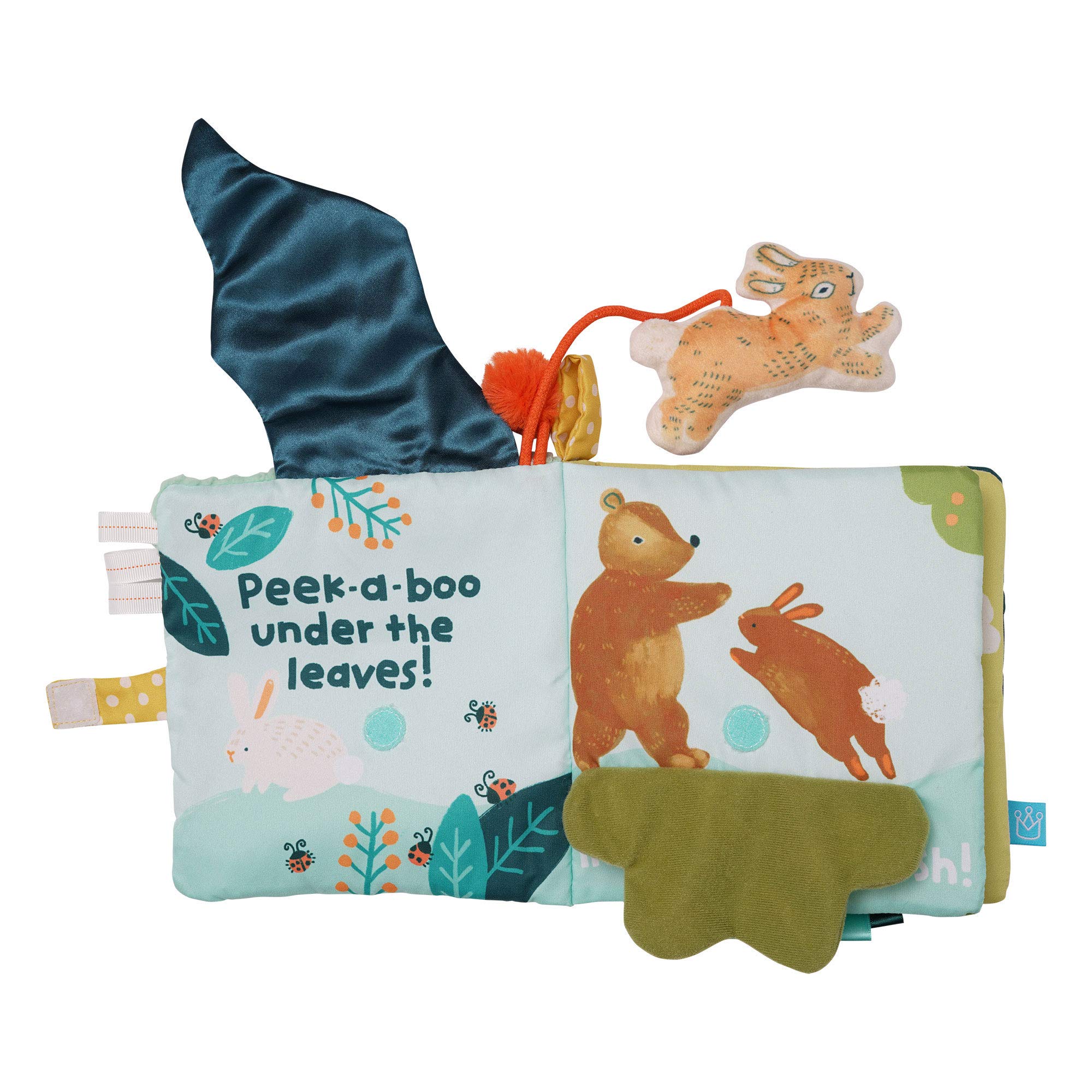 Manhattan Toy Fairytale Peek-a-Boo Soft Activity Crinkle Book for Baby & Toddler with Tethered Bunny Squeaker