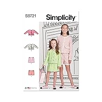 Simplicity Children's and Girls' Lined Jackets, Shorts and Pull-on Skirt Sewing Pattern Kit, Code S9721, Sizes 7-8-10-12-14, Multicolor