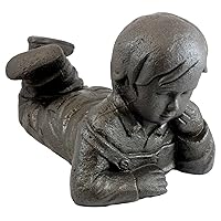 Emsco Group 92246 Day Dreaming Boy Statue – Natural Appearance – Made of Resin – Lightweight – 16” Height Garden, BRONZE