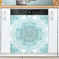 Teal Mandala Turquoise Dishwasher Magnet Cover Dishwasher Magnets Decorative Cover Magnetic Dishwasher Cover Panel Magnetic Refrigerator Cover for Kitchen Farmhouse Home Decor - 23 X 26 in