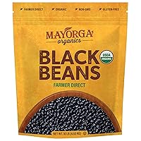 Organic Dry Black Beans by Mayorga, USDA Organic Certified, Gluten-Free, Non-GMO Verified, Direct Trade, Kosher, Frijoles Negros, 10 lb Resealable Bag