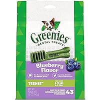Greenies TEENIE Natural Dental Care Dog Treats Blueberry Flavor, 12 oz. Pack (43 Treats)