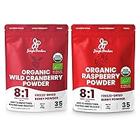 Jungle Powders Berry Bliss Bundle: 5oz Organic Wild Cranberry & 5oz Organic Raspberry Powder - USDA Certified Freeze-Dried Superfood Extracts for Baking, Smoothies, and Flavoring, Additive-Free