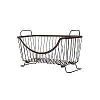 Spectrum Diversified Ashley Stackable Wire Basket with Raised Feet and Looped Handles Modular Stacking Bin System for Kitchen Countertop & Desk Organization, Small, Bronze