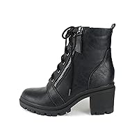 Soda INDIANA - Lug Sole Combat Lace up w/Side Zipper Fashion Ankle Bootie Shoes