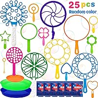Roberly 25PCS Big Bubble Wands Set, Giant Bubble Wands Toys Bulk with Tray Bubble Solution Funny Bubbles Maker for Kids Adults Summer Outdoor Activities Birthday Gifts Bubble Party Favors