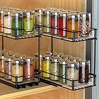 Pull Out Spice Rack Organizer for Cabinet-2 Packs-2 Tier Slide Out Spice Rack, Sliding Spice Organizer Shelf, 4.48''W x 10.23''D x 8.55''H.