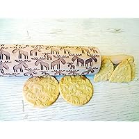 Rolling pin MOOSE. Wooden embossing rolling pin with MOOSE pattern. Embossed cookies. Pottery.