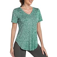Short Sleeve Workout Shirts Women Loose Fit, V-Neck Women Exercise T-Shirt Workout Top, Dry Fit Yoga Gym Sport Tops