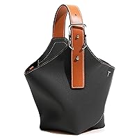 Genuine Leather Soft Bucket Bag for Women, Stylish Adjustable Top Handle Handbag Satchel Daily Shopping Shoulder Bags