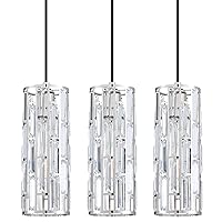 3 Pack 1 Light Crystal Kitchen Island Pendant with Nickel Finish,Modern Concise Pendant Fixture with Crystal Plate Metal Shade for Bar,Dining Room,Corridor,Living Room Over Sink
