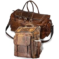 EVOD Leather Backpack and Leather Duffel Bag Bundle - Laptop Bag, Laptop Backpack, Laptop Bag for Women - Backpack for Women, Backpack for Men, Travel Backpack, Tote Bag - Set of 2