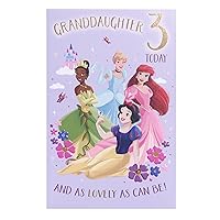 Disney Princess 3rd Birthday Card for Granddaughter - Snow White, Tiana, Ariel & Cinderella Design