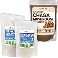 XPRS Nutra Separated Size 000 Capsules (1000 Count) with Chaga Powder (8 Ounce) Bundle