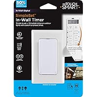 myTouchSmart In-Wall Digital Timer, On/Off Push Door Switch, 4 Programmable On/Off Buttons, Easy On/Off, 24 Hour Daily Cycles, Blue LED Indicators, for Indoor and Outdoor Lights, Fans, more, 41431