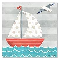 Let's Set Sail - Boat Canvas Wall Art, 10x10, Blue