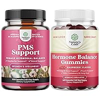 Bundle of Advanced PMS Support Supplement for Women for Low Energy Mood Support Period Cramps and Bloating Relief for Women and Hormone Balance for Women of All Ages - PMS Gummies and Cycle Support Su