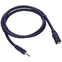 C2G 40607 Velocity 3.5mm M/F Stereo Audio Extension Cable, Blue (3 Feet, 0.91 Meters)