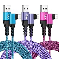USB Type C Cable 6FT 3Pack Fast Charging Right Angle Cable,3.1A USB C Charger Phone Cord for iPhone 15 Pro,Samsung Galaxy A55 A35 A33 A32 5G S24 A15 A25 A14 A54 A11 A12 A13 A20 A21 A51 S22 S23,Moto,LG