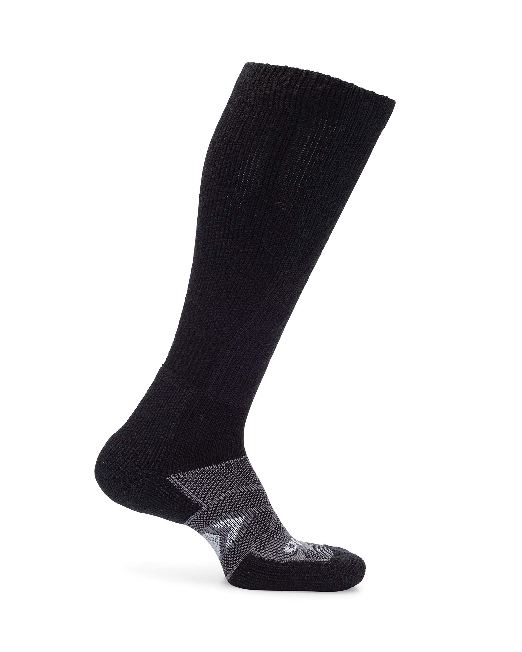 Thorlos Unisex Adult's 12 Hour Shift Thick Padded Over-The-Calf Work Socks, Black/Grey Large