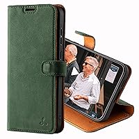 Snakehive Leather Wallet for Samsung Galaxy A35 5G - Real Leather Wallet Phone Case - Genuine Leather with Viewing Stand and 3 Card Holder - Flip Folio Cover with Card Slot (Green)