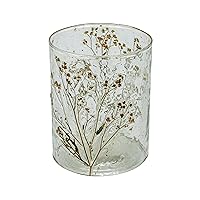 Creative Co-Op Reclaimed Glass Votive Holder with Natural Botanicals, Clear
