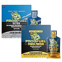 Frog Fuel Power Regular Protein & Ultra Pre Workout Shot Bundle, 1500mg Beta Alanine, 15g Protein Nano-Hydrolyzed Grass Fed Collagen, Pre & Post Workout, 1.2 oz Packets, 48 Pack