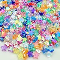 450Pcs Acrylic Beads AB Crystal Star Beads Heart Beads for Jewelry Making DIY Bead Bracelet Necklace Earrings(Mixed Colors)