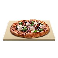 Cook N Home Pizza Grilling Baking Stone with Scraper, 16-Inch x 14-Inch Rectangular Heavy Duty Cordierite Bread Stone for Oven and Grill, Thermal Shock Resistant Ideal for Baking Crisp Crust Pizza