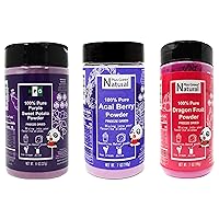 NPG Pure Purple Sweet Potato Powder, Acai Berry Juice Powder 7 Ounces, and Red Dragon Fruit Juice Powder 7 Ounces