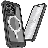 Ghostek ATOMIC slim iPhone 14 Case Black with MagSafe Ring Magnet Crystal Clear Back Design Aluminum Metal Bumper Tough Shockproof Heavy Duty Protection Designed for 2022 Apple iPhone14 (6.1