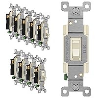 ENERLITES Toggle Light Switch, 3-Way or Single Pole, 15A 120-277V, Grounding Screw, Residential Grade, UL Listed, 83150-LA-10PCS, Light Almond (10 Pack)