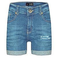 Kids Girls Shorts Denim Ripped Chino Bermuda Jeans Short Half Pants Age 5-13 Yr