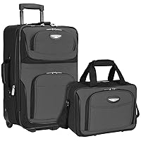 Amsterdam Expandable Rolling Upright Luggage, Gray, 2-Piece Set