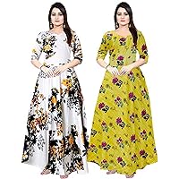 Jessica-Stuff Women Rayon Blend Stitched Anarkali Gown Wedding Dress Pack of 2 (17121)
