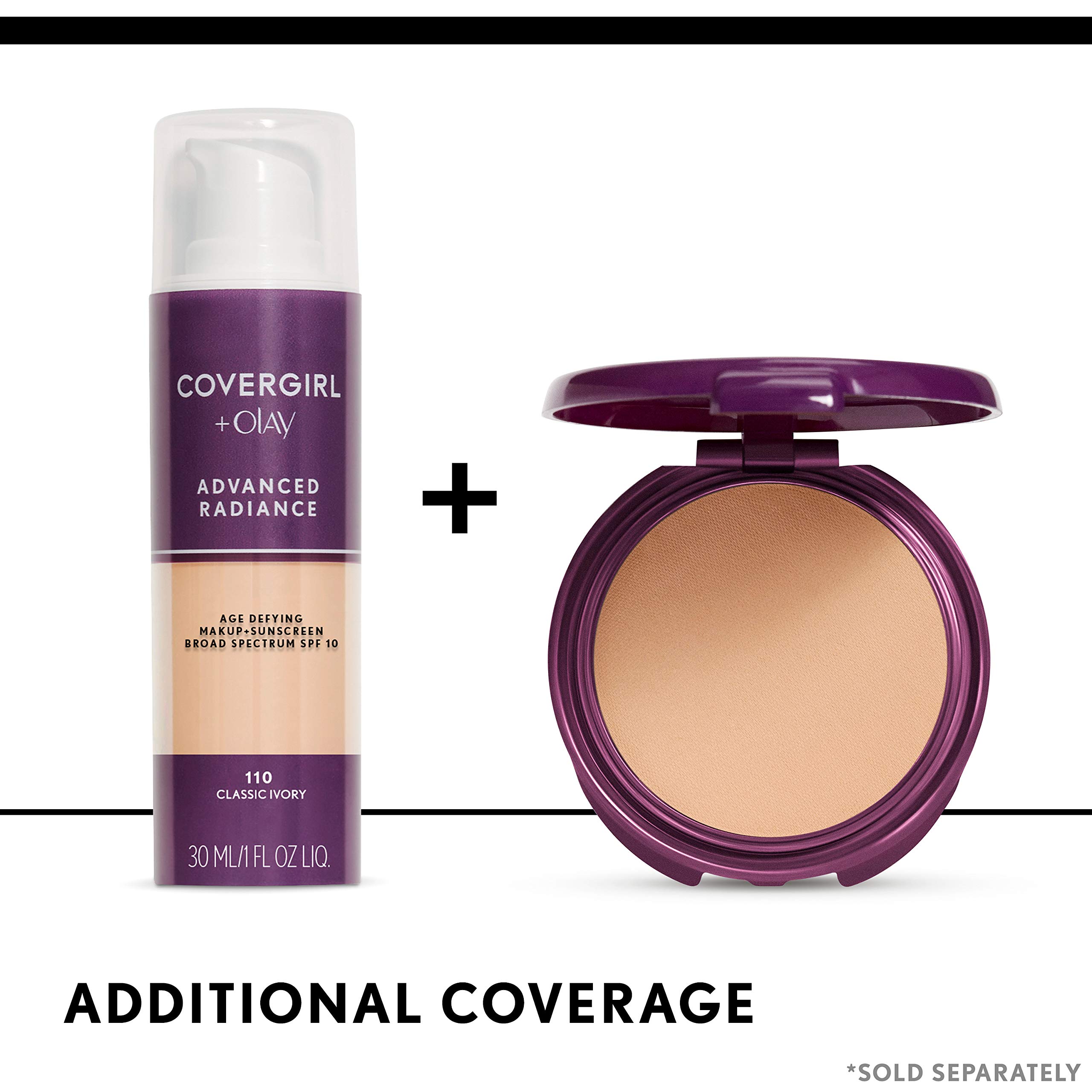COVERGIRL Advanced Radiance Age Defying Foundation Makeup Medium Light, 1 oz (packaging may vary)