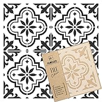 Valetta Tile Reusable Plastic Stencil - 60x60cm / 23.6” x 23.6” - Spanish Floral Moorish - Moroccan Geometric - Large Paver Block Concrete Floor Wall Painting Template Wood