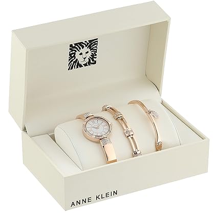 Anne Klein Women's Premium Crystal Accented Watch and Bracelet Set