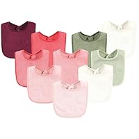 Hudson Baby Unisex Baby Rayon from Bamboo Bib with Waterproof Lining 10pk, Pink Sage, One Size