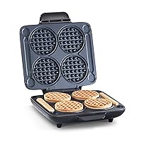 Multi Mini Waffle Maker: Four Mini Waffles, Perfect for Families and Individuals, 4 Inch Dual Non-stick Surfaces with Quick Release & Easy Clean - Graphite