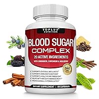 Blood Sugar Complex Supplement – Natural 20 Herbs and Vitamins with Cinnamon, Alpha Lipoic Acid to Support Health, Non-GMO, for Men Women, 60 Capsules