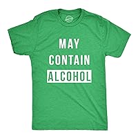 Mens May Contain Alcohol Funny Shirts Hilarious Drinking Novelty Cool T Shirt