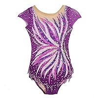 Purple Girl Artistic Gymnastics Uniform Water Diamond Performance Competition Clothing
