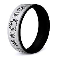 Knot Theory Trinity, Celtic, Claddagh Silicone Ring for Men and Women - Silicone Wedding Band for Sports Activities, Breathable Comfort Fit 6mm Bandwidth
