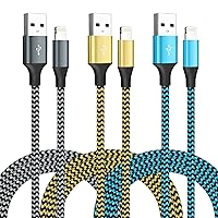 [Apple MFi Certified] iPhone Charger 3 Pack 6FT USB Lightning Cable Fast Charging Nylon Braided iPhone Charger Cord Compatible with iPhone 14/13/12/11 Pro Max/XS MAX/XR/XS/X/8/7/Plus/6S/6/SE/5S/iPad …