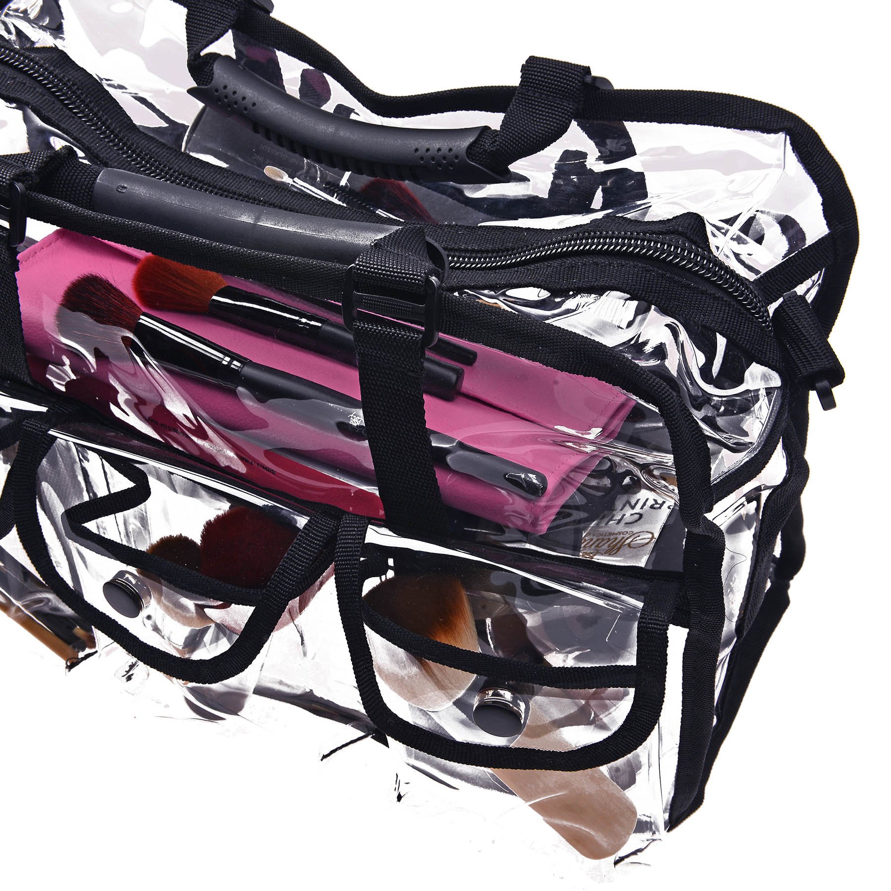 SHANY Clear Makeup Bag, Pro Mua rectangular Bag with Shoulder Strap, Large
