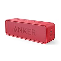 Soundcore Portable Wireless Bluetooth Speaker with 24-Hour Playtime, 66ft Range, 10W Stereo Sound, Rich Bass, Built-in Mic, Ideal for iPhone, Samsung, Traveling, Shower Use, and More - Red